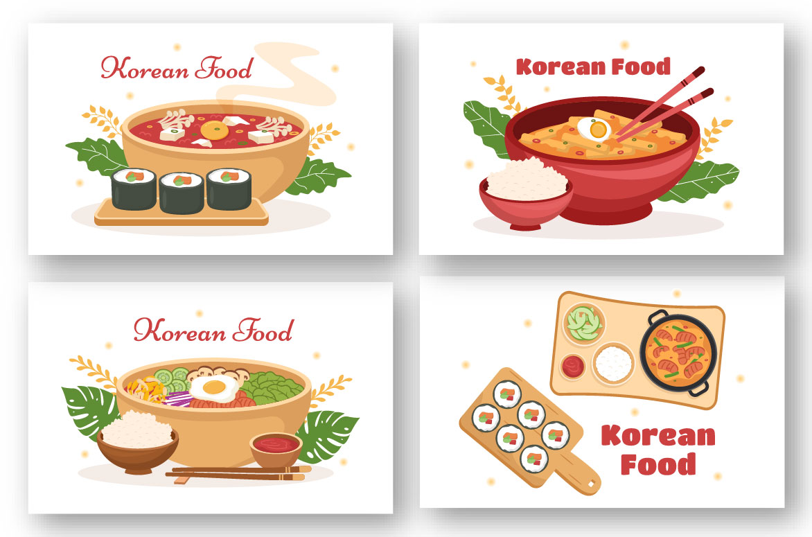 Korean Food Set Menu Illustration preview image.