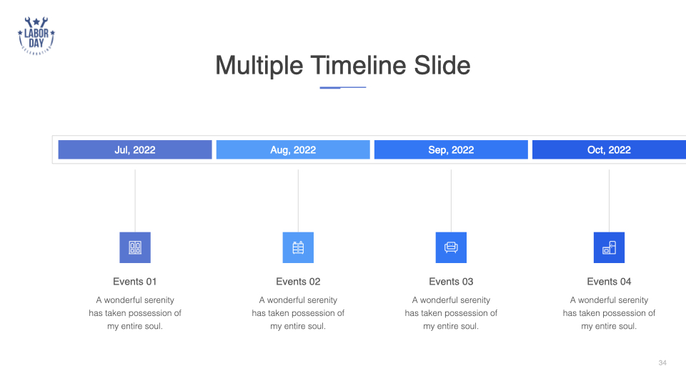 Multiple timeline slide with the blue points.
