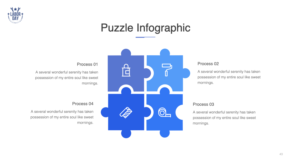 Blue gradient puzzle infographic for your business data.