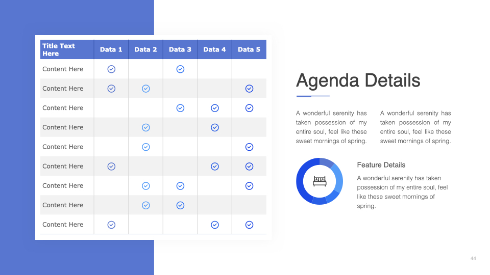 Agenda details in a simple blue table.
