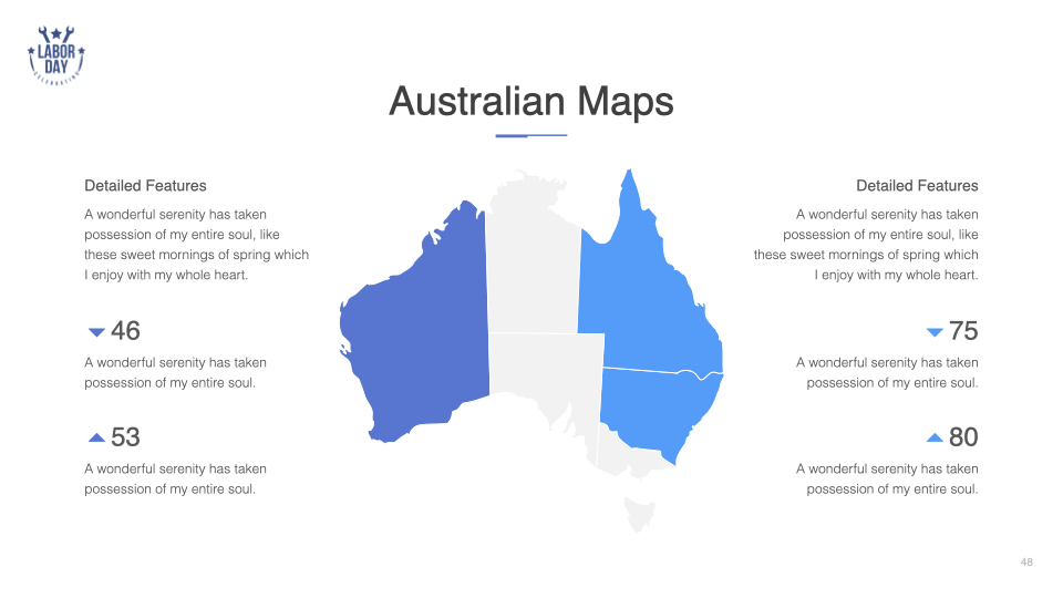 Classic Australian map design with the blue points.