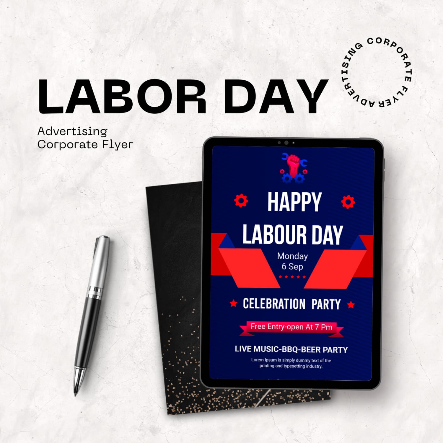 Labor Day Advertising Corporate Flyer.
