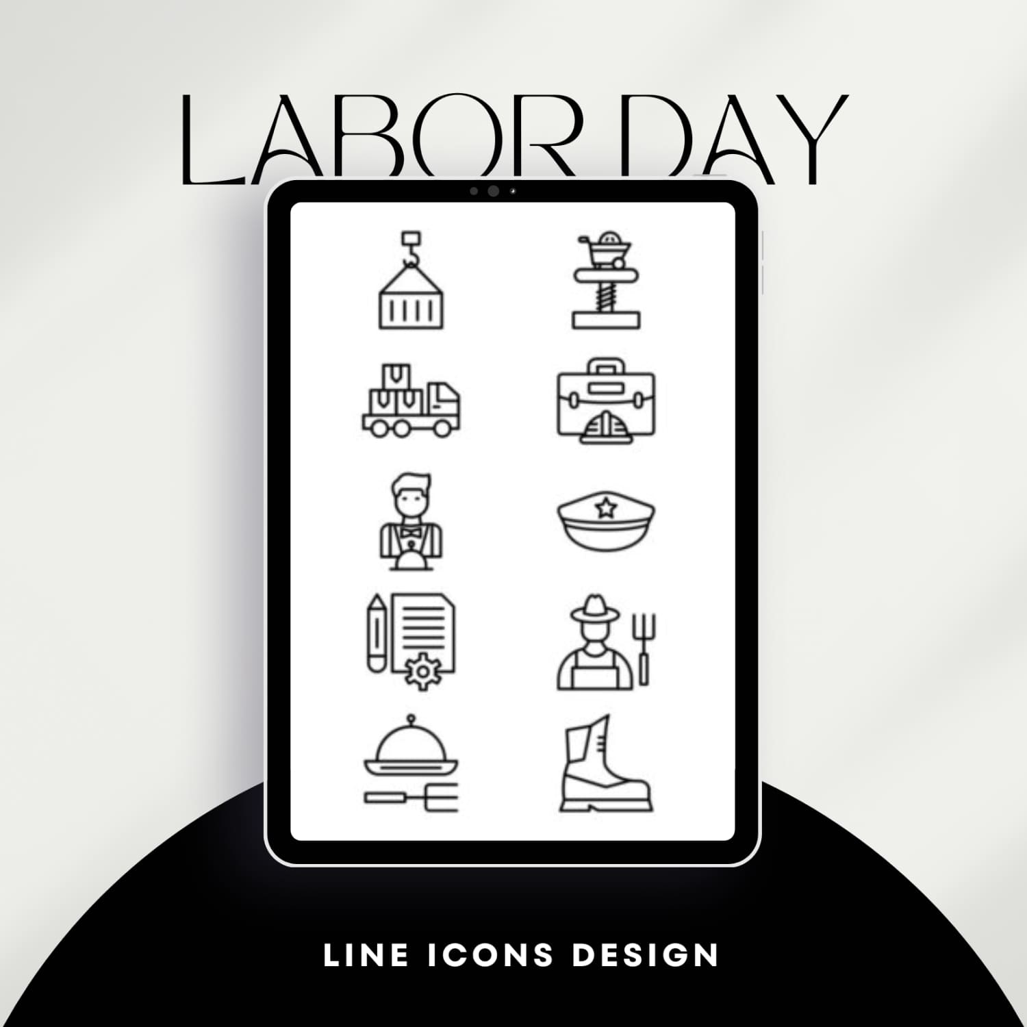 Labor Day Line Icons Design.