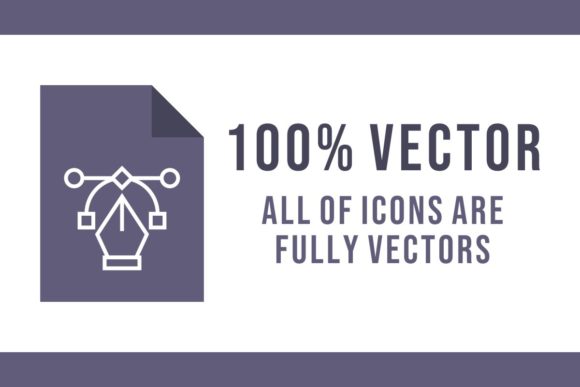 File icon with vector element and blue lettering "100% vector".