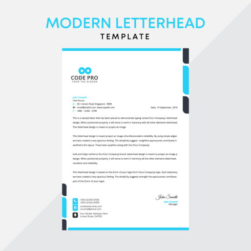 Modern Letterhead Design Template cover image.