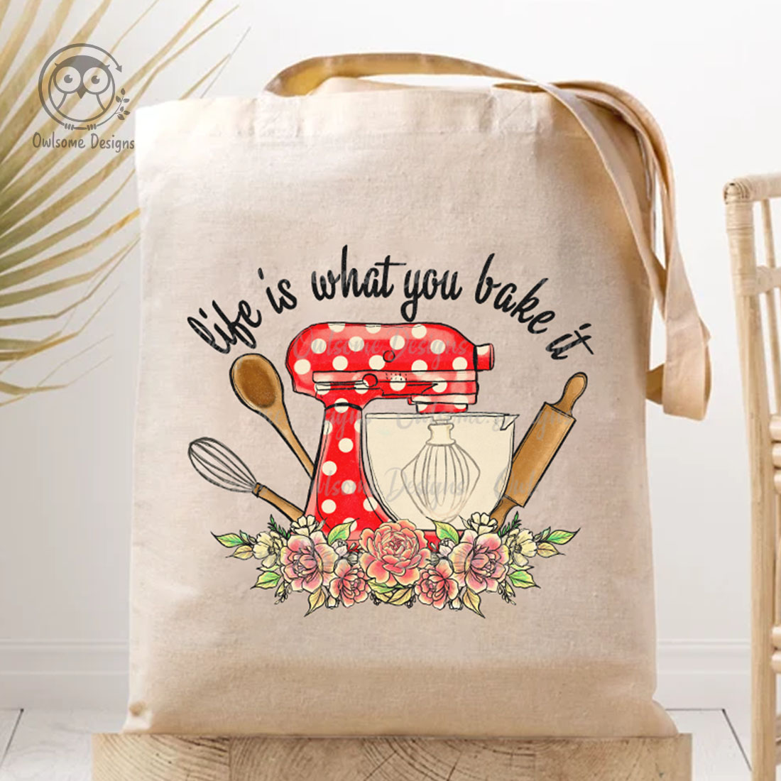 Picture of bag with wonderful print with food processor for baking.