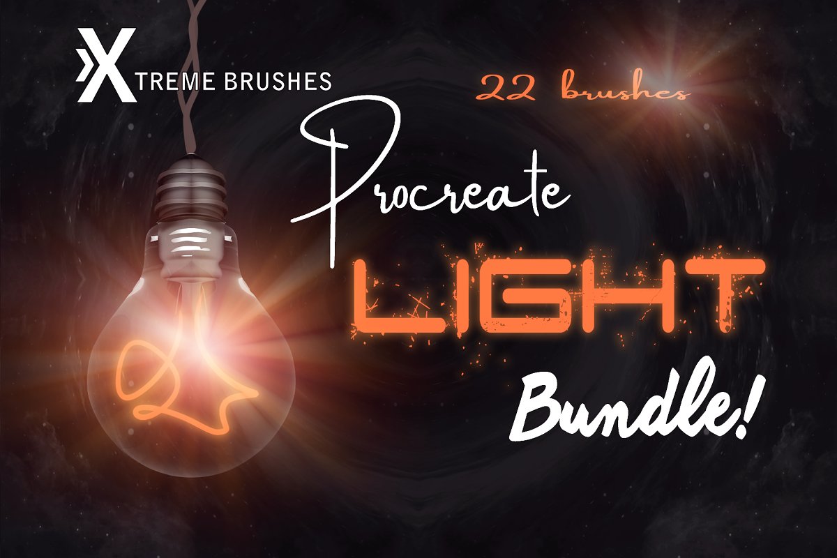 Cover image of Procreate Light Brushes Bundle.