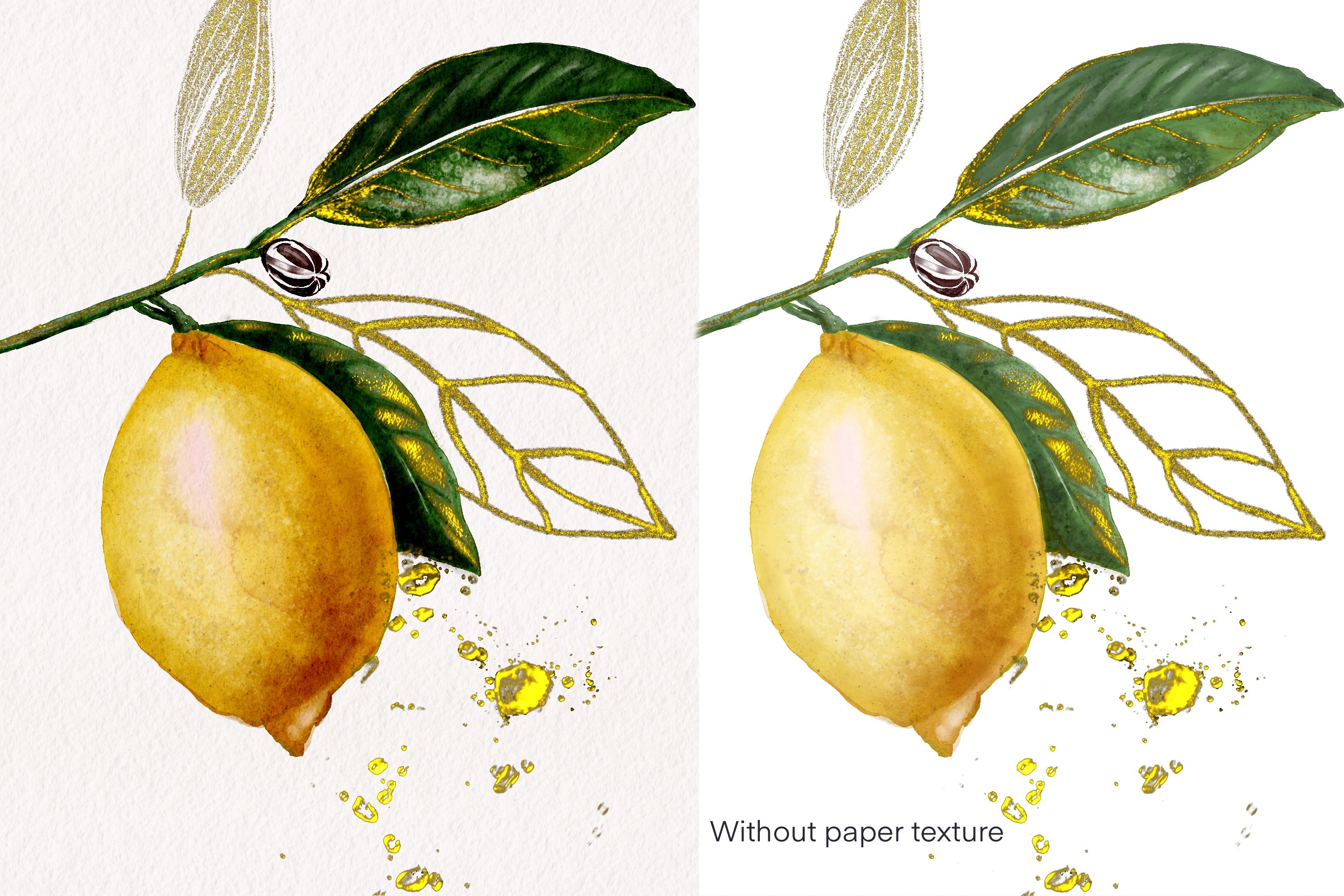 Lemon painted with brushes.