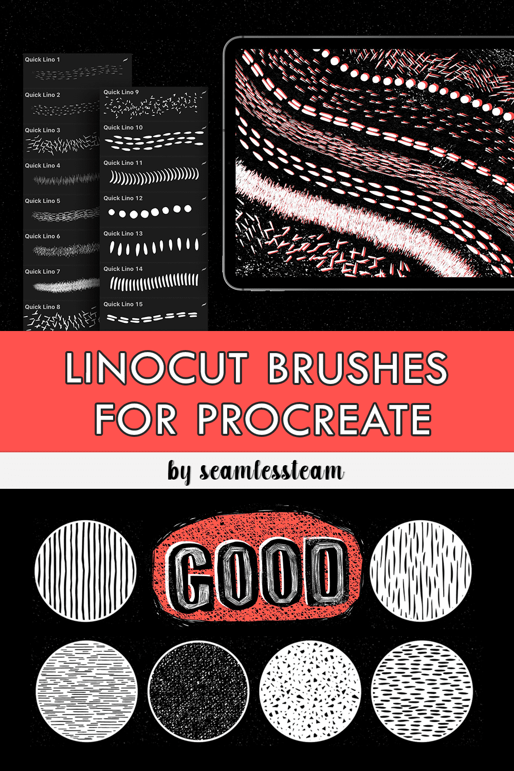 Linocut Brushes For Procreate - Design Cuts