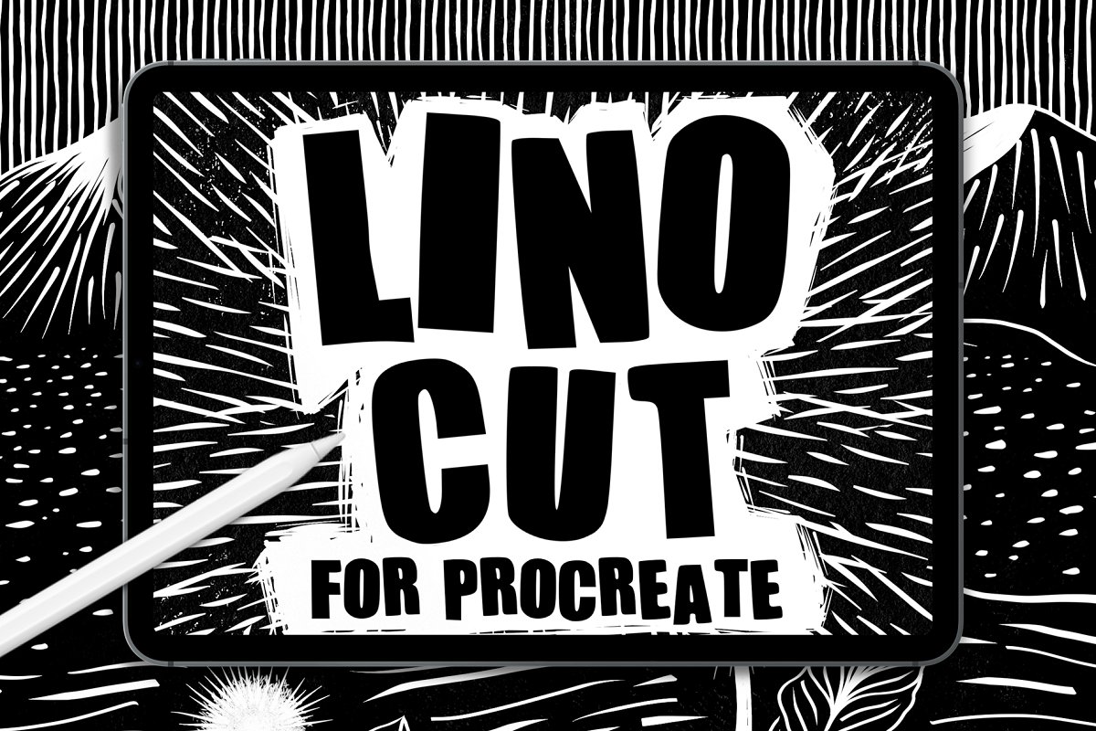 Cover image of Linocut Brushes For Procreate.