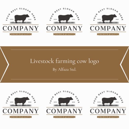 Livestock farming cow logo.