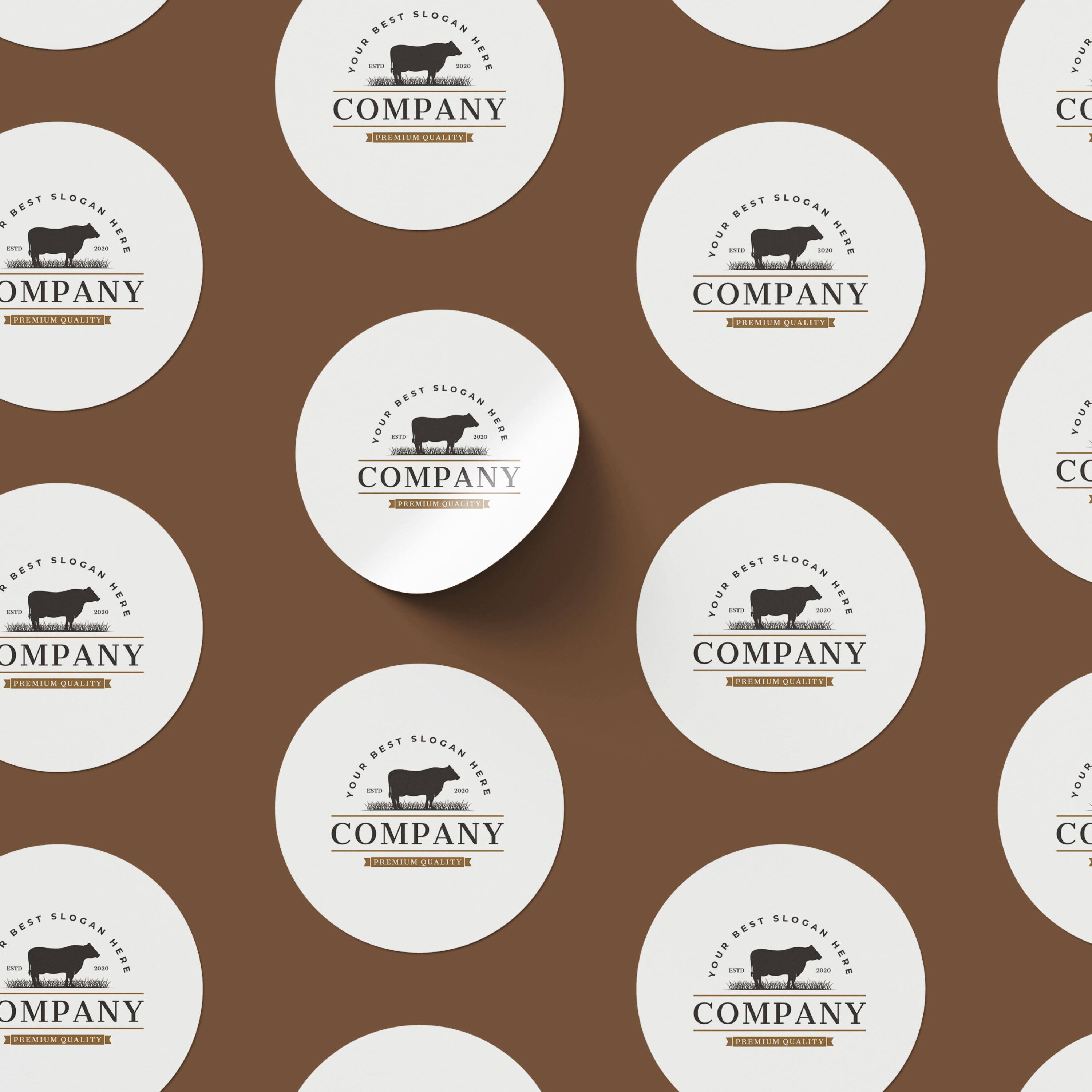 Livestock farming cow logo cover.