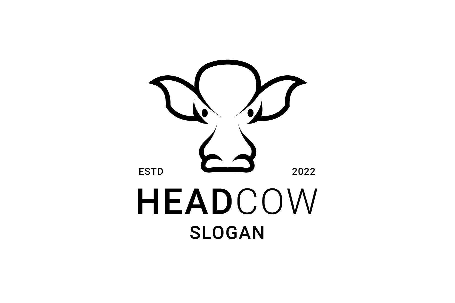 Minimalistic design of the angry cow for the logo.