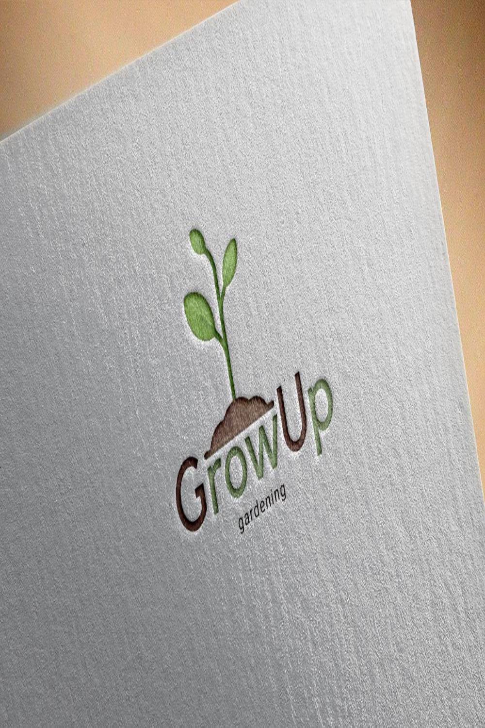 GrowUp Gardening Logo Design pinterest image.