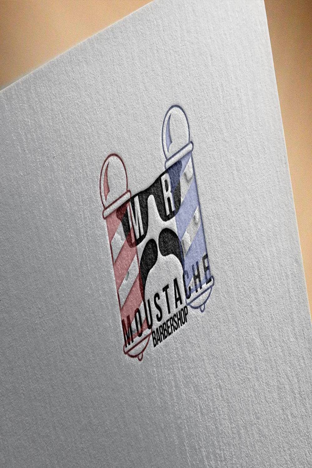 Mr Moustache Barbershop Logo Design pinterest image.