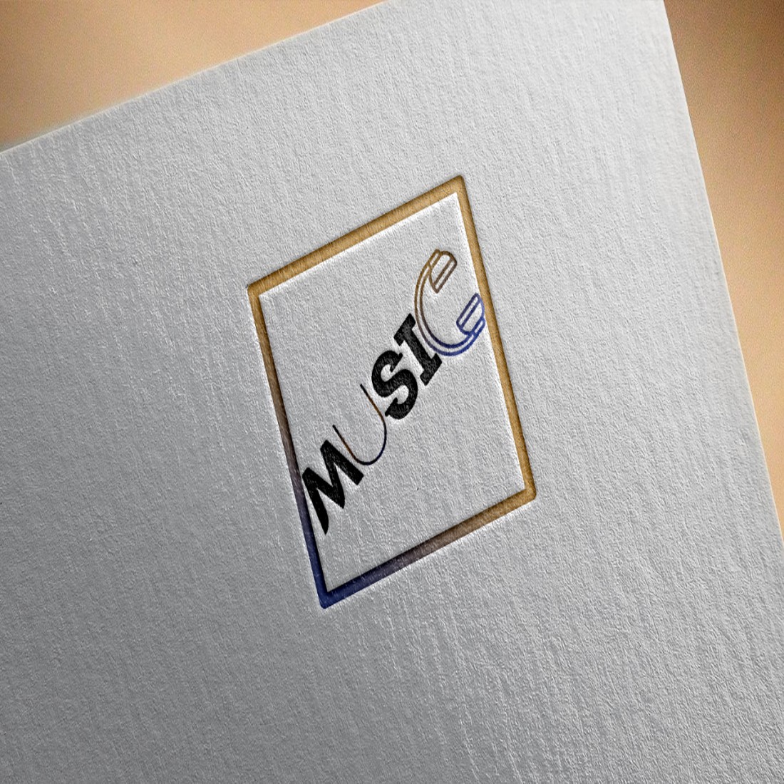 Music Logo Design mockup example on paper.