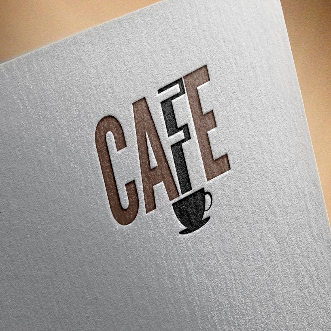 Cafe Logo Design mock up on paper.