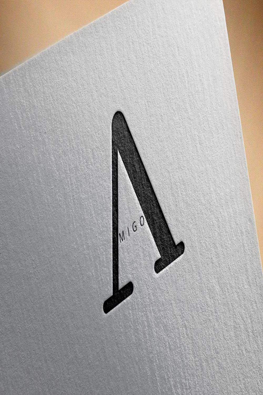 Amigo Letter A Logo Design pinterest image.
