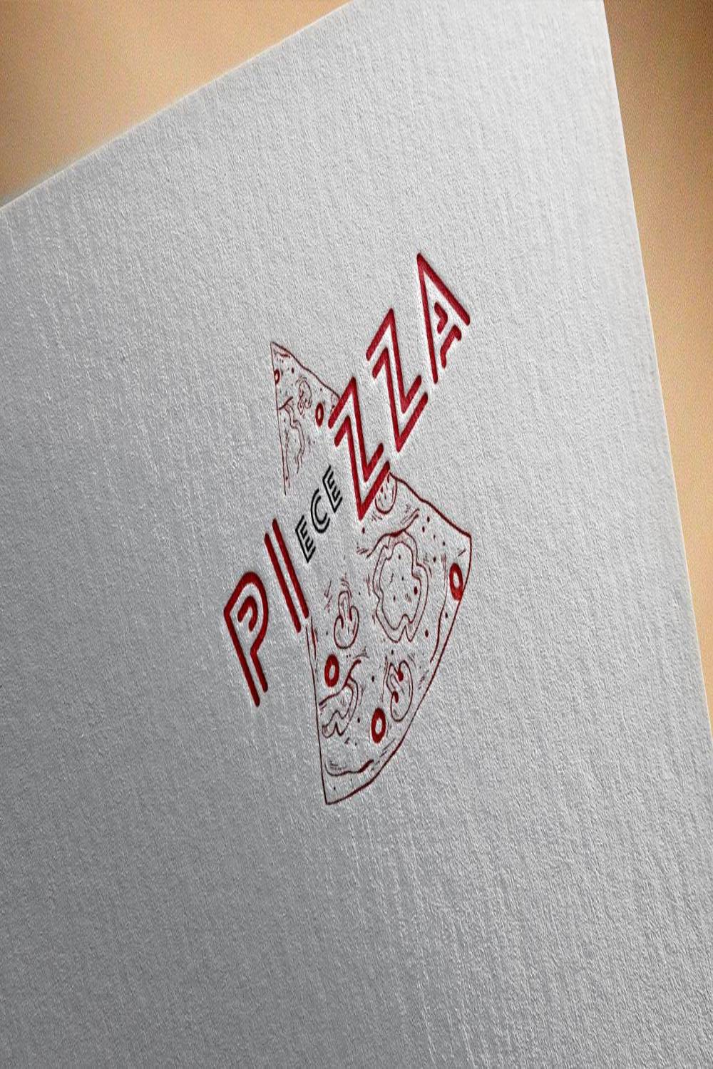 PIeceZZA Pizza Logo Design pinterest image.