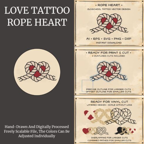 Love Tattoo Rope Heart - Cricut.