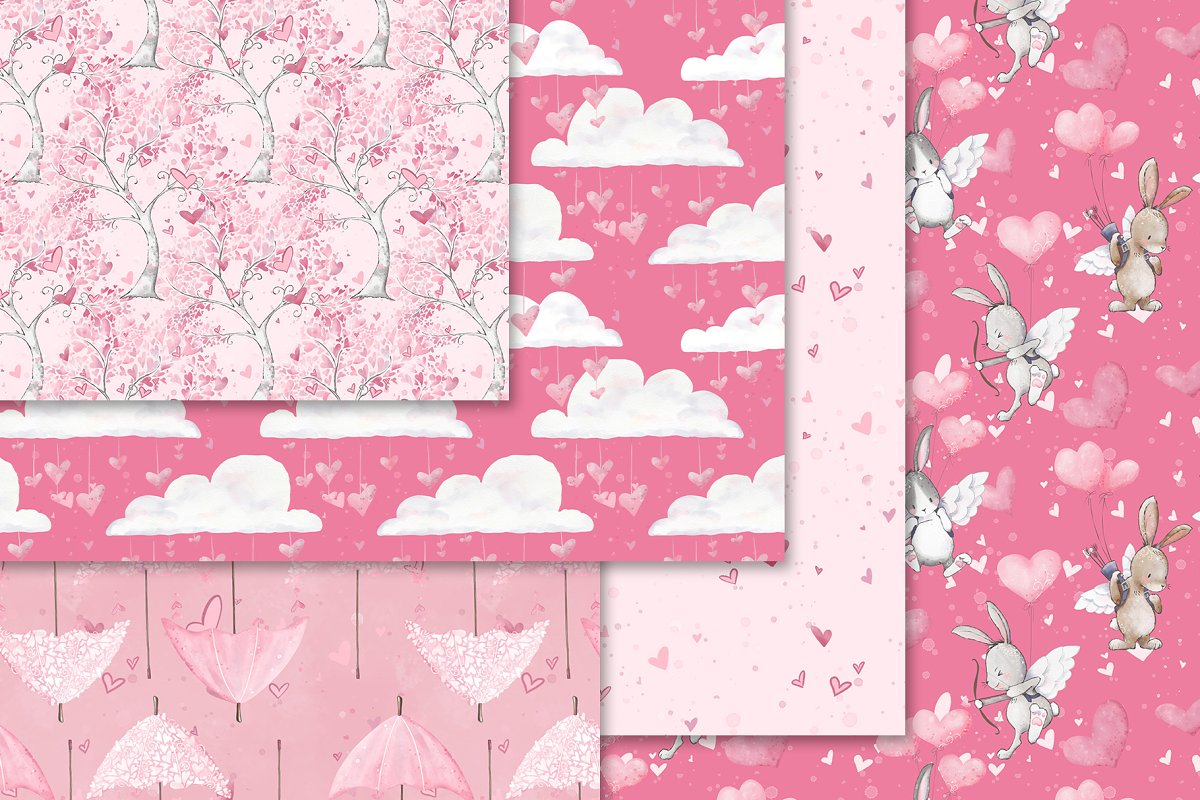 Valentine's Day Seamless Patterns created by Pretty Little Lines.