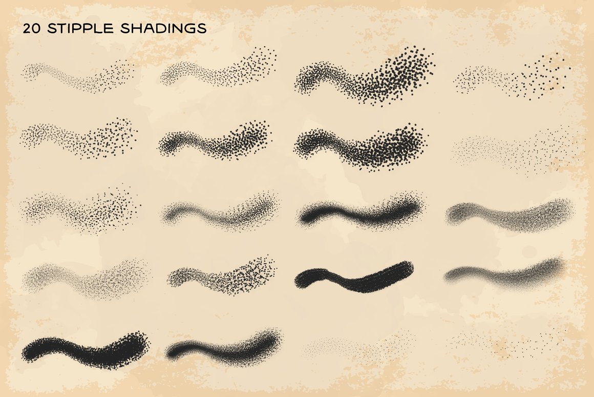 A set of 20 black different stipple shadings.