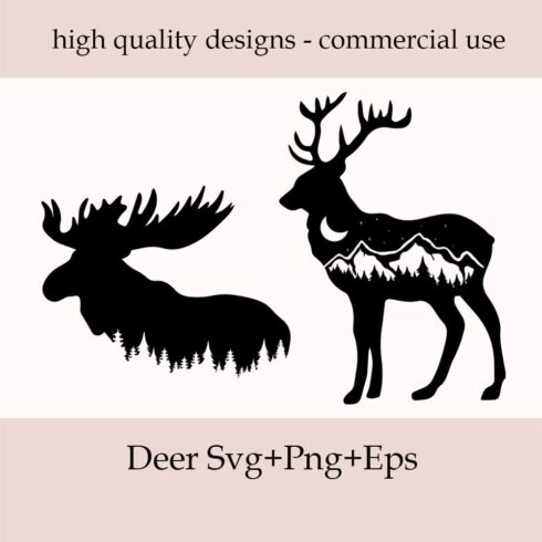 Deer Svg, Deer Clipart, Deer Head Clipart, Hunting Svg Files, Svg Files for Cricut, Outdoors Svg, Deer Silhouette, Deer Cricut, Mountain Svg.
