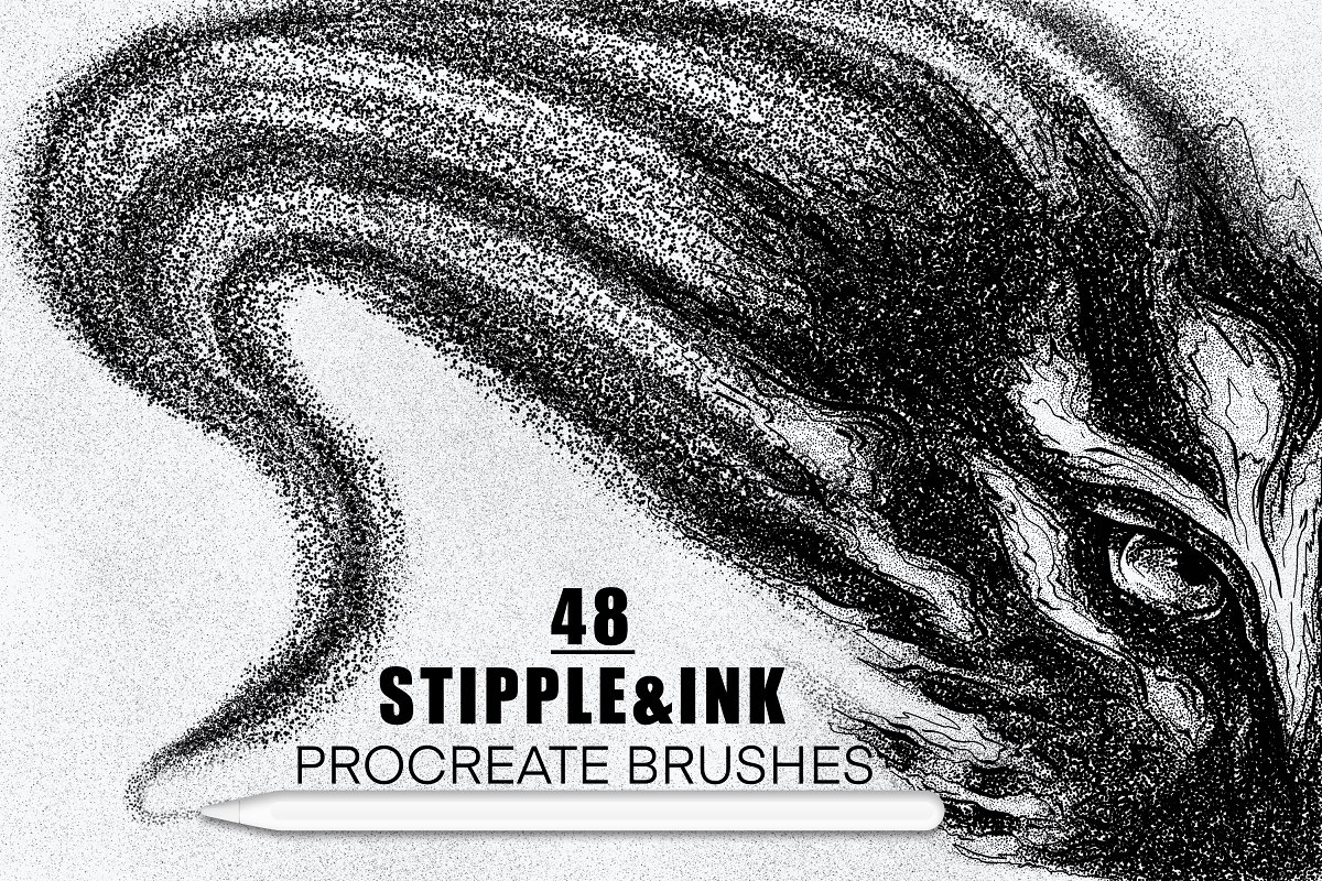 Cover image of Stipple & Ink Procreate Brushes Pack.