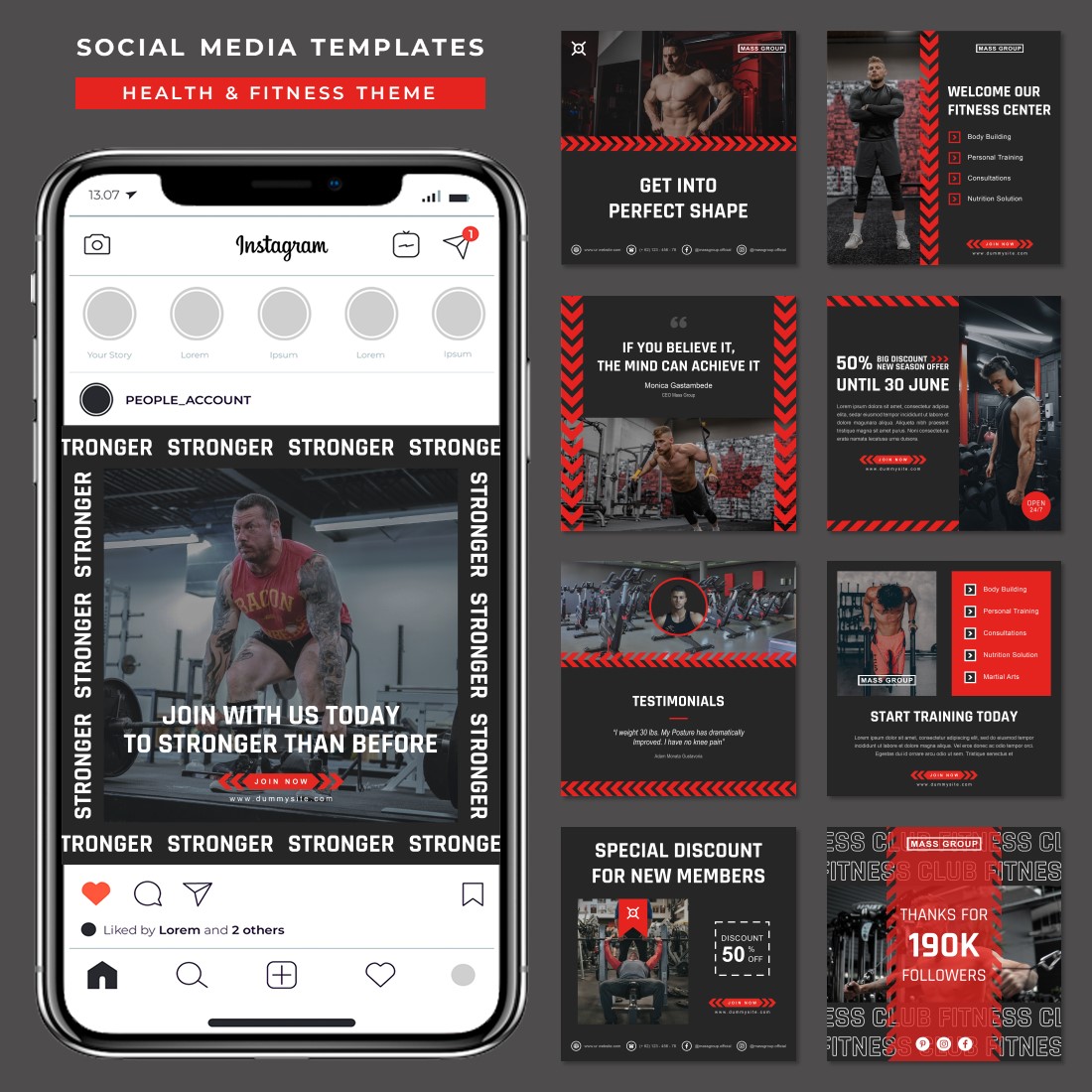 Fitness Social Media Post Templates cover image.