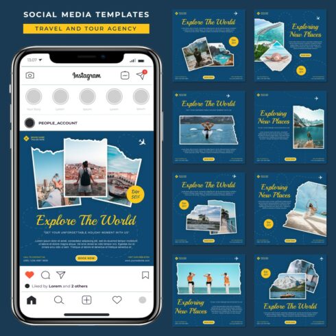 Tour & Travel Agency Social Media Post Templates main cover.