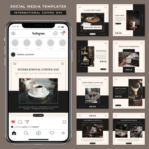 Social Media Post Templates For International Coffee Day cover image.