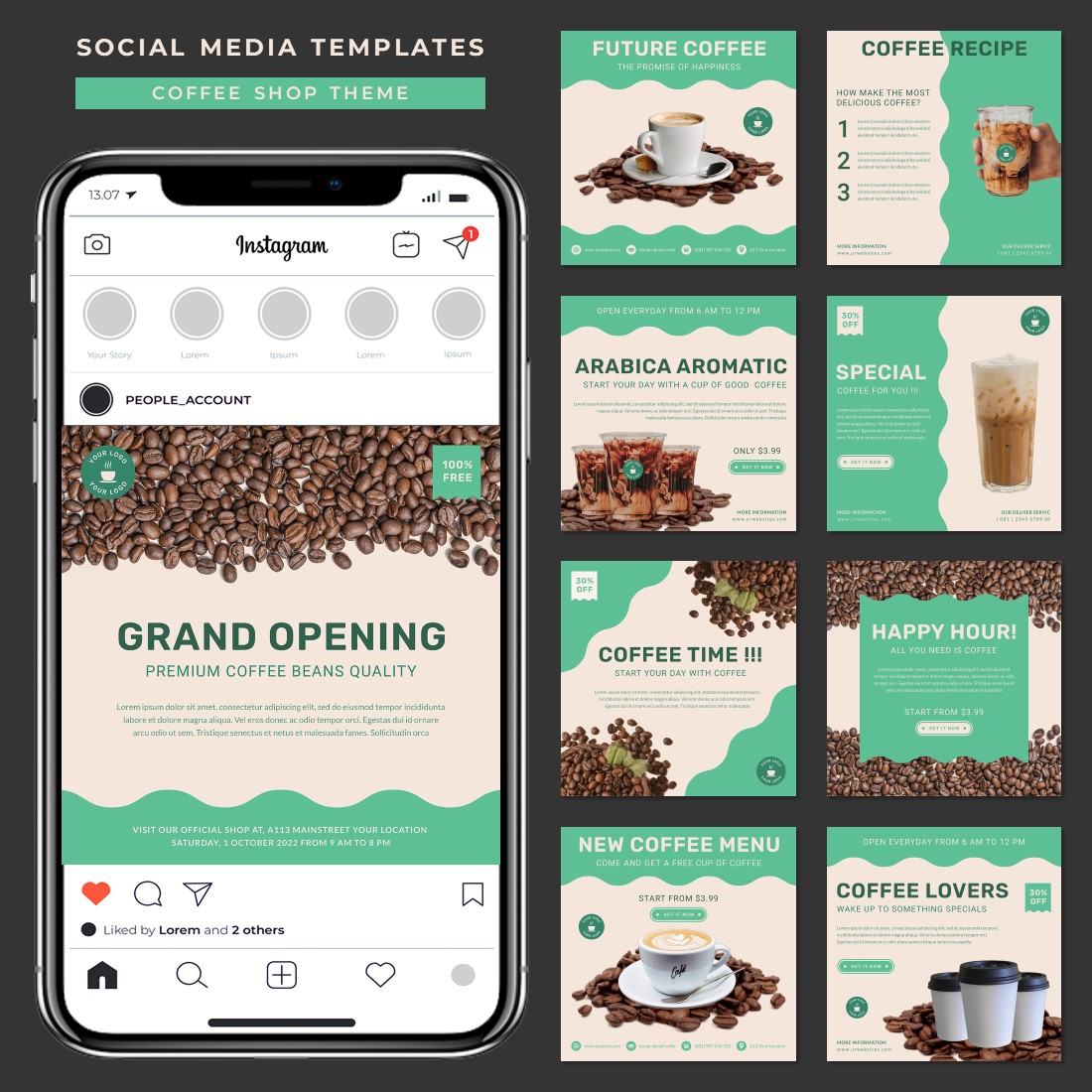 Coffee Shop Social Media Post Templates main cover.