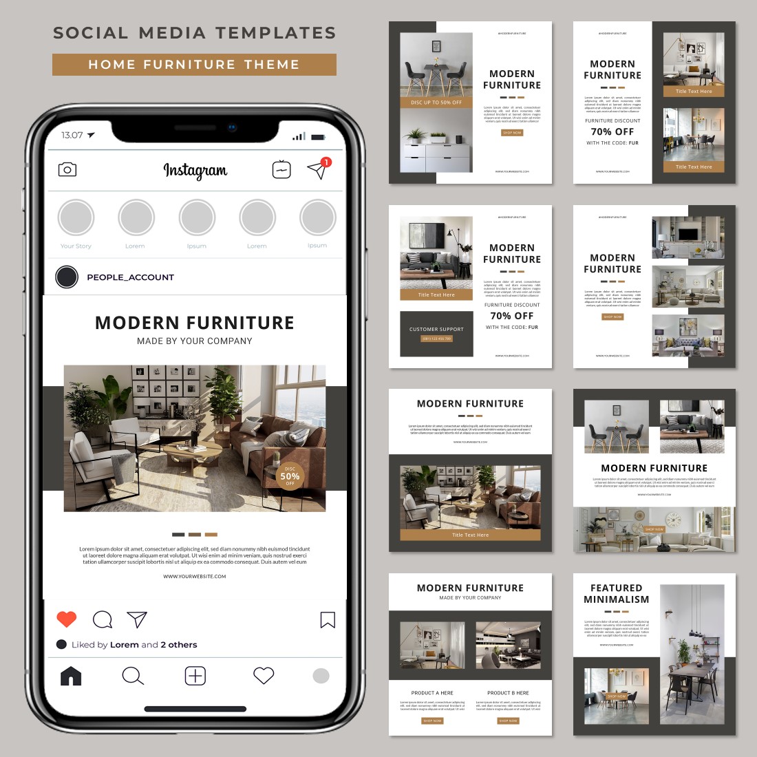 Home Furniture Social Media Post Templates - main image preview.