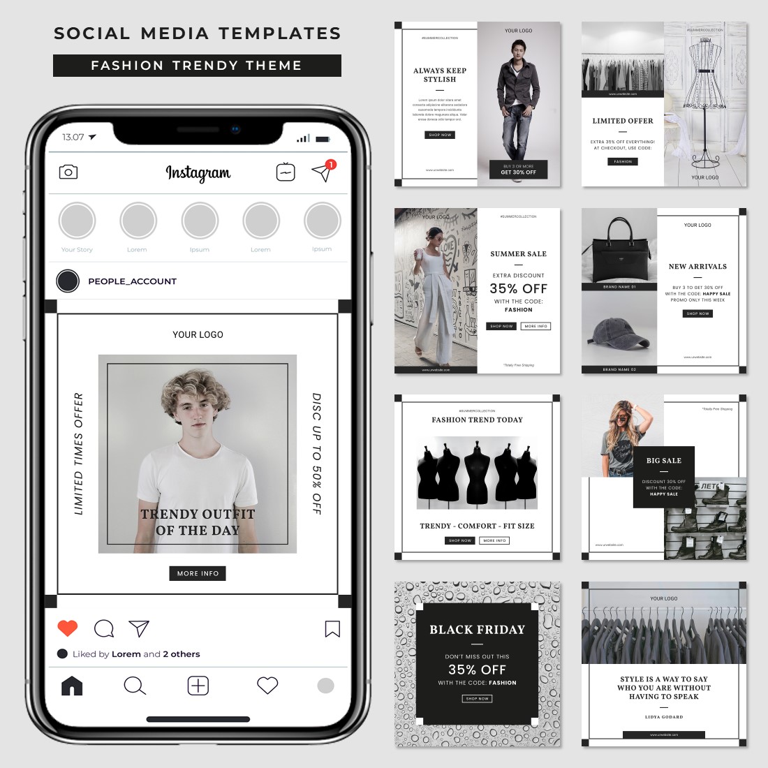 Fashion Trendy Social Media Post Templates - main image preview.