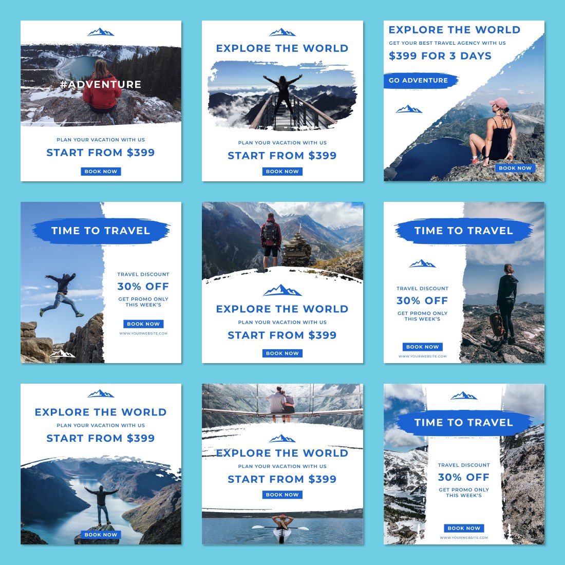 Mountain Hiking Social Media Post Templates created by sigma studio.