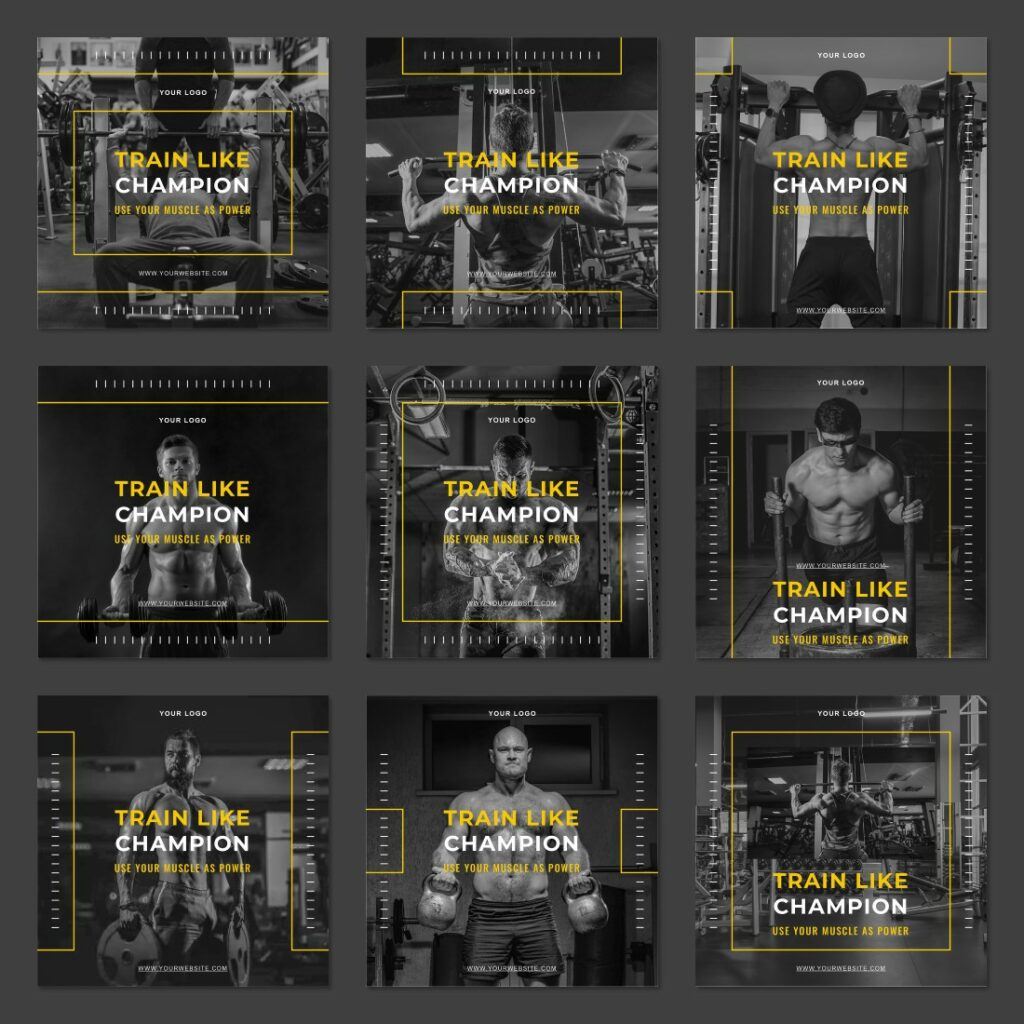 Gym And Fitness Workout Social Media Post Templates - Only $8 ...