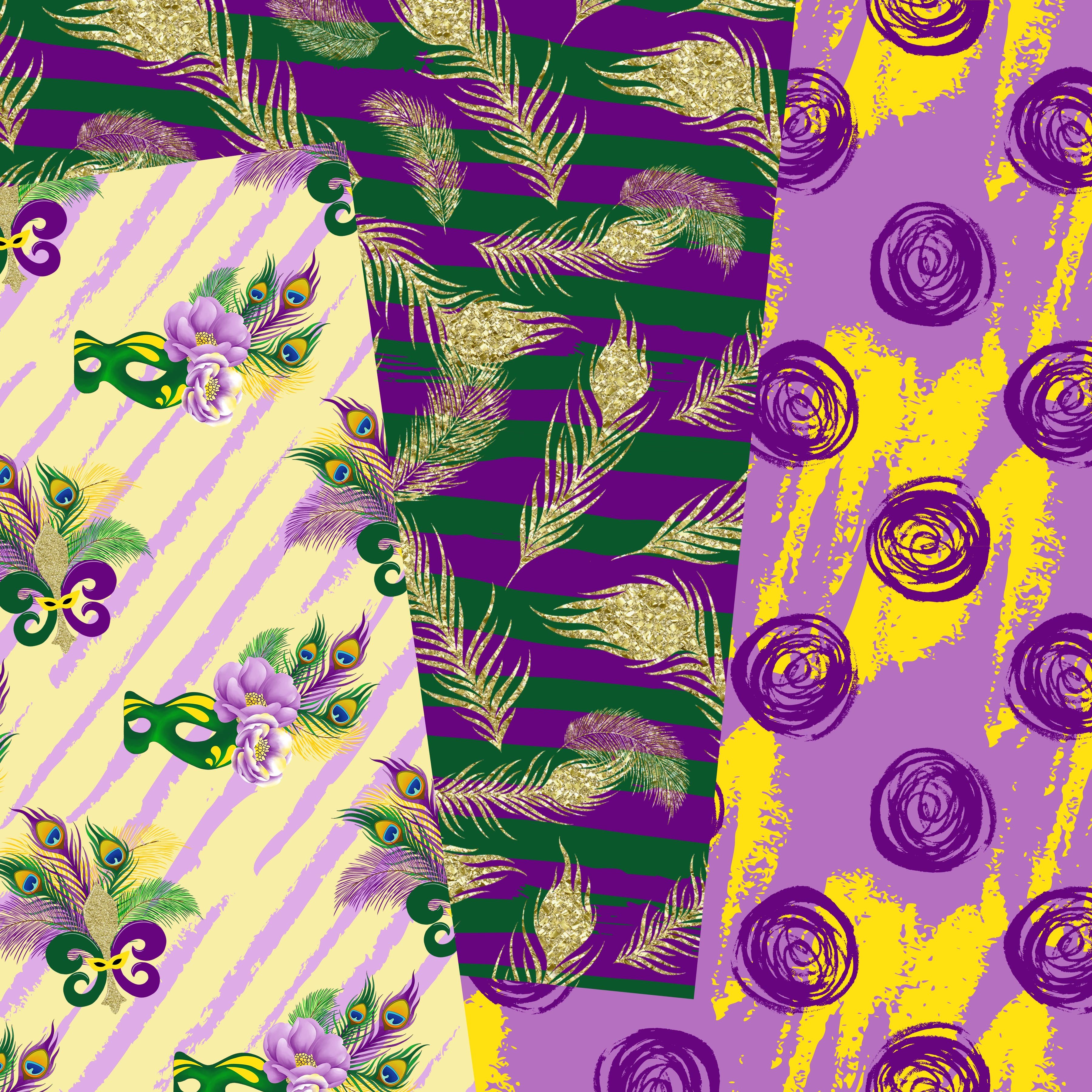 Some super colorful patterns with magic mardi gras print.