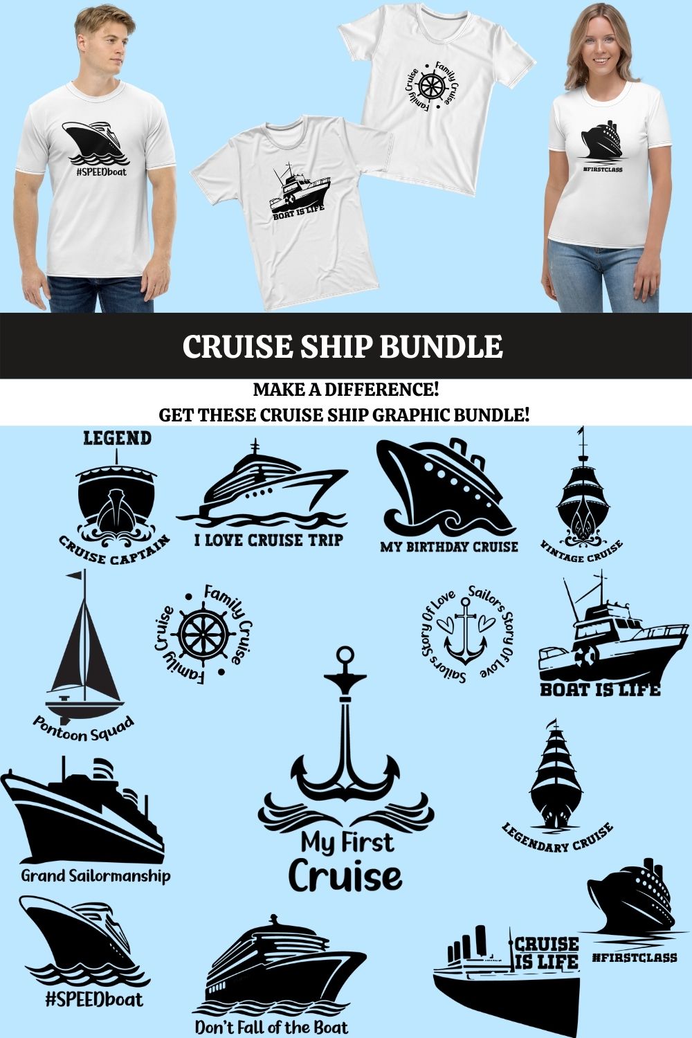 Cruise Ship Graphics Design pinterest image.
