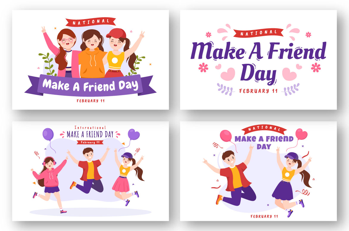National Make a Friend Day Illustration preview image.
