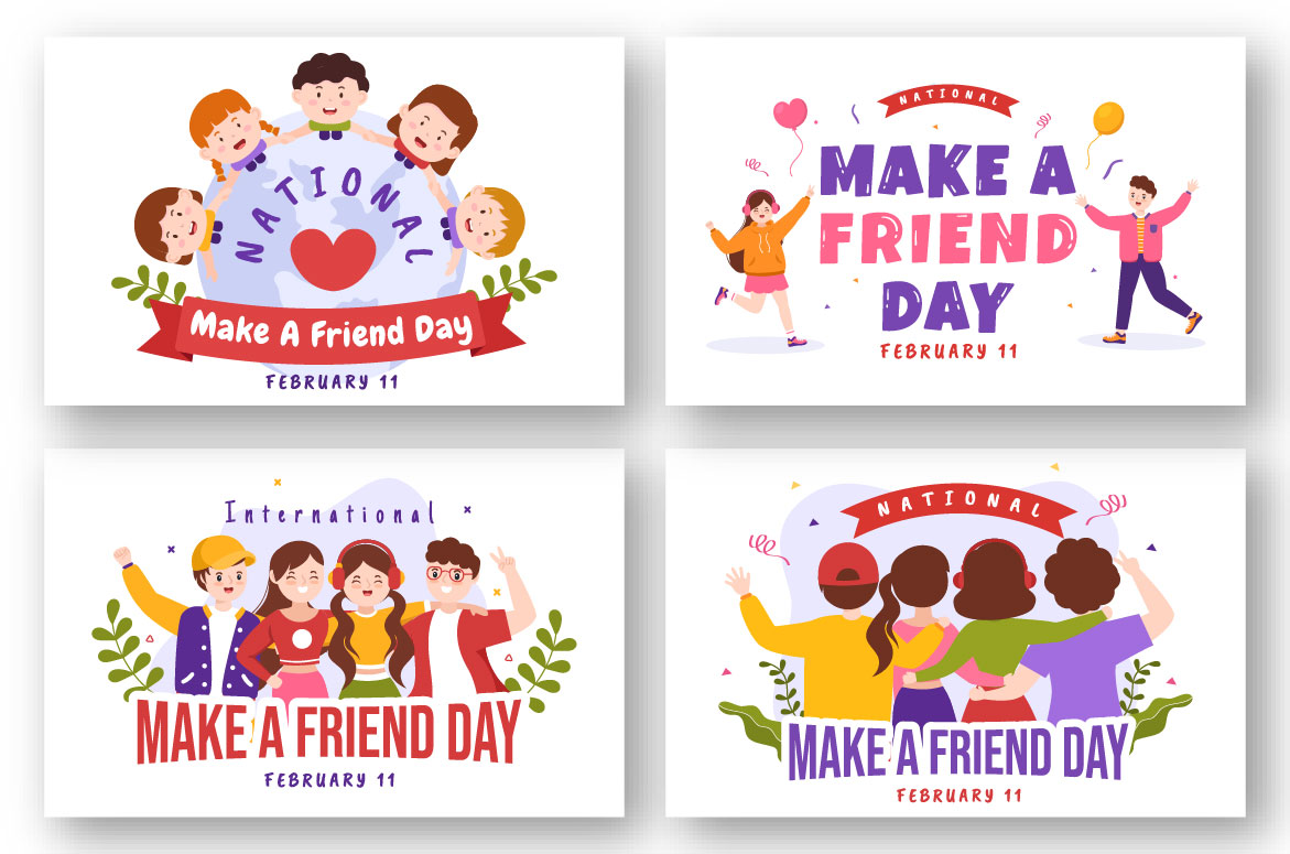Cartoon Friends Day Design Graphics preview image.