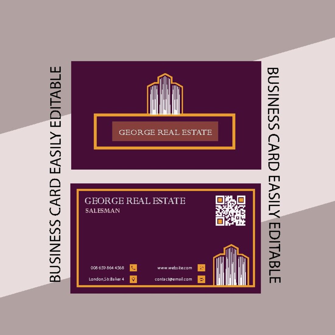An image of a gorgeous business card in purple.