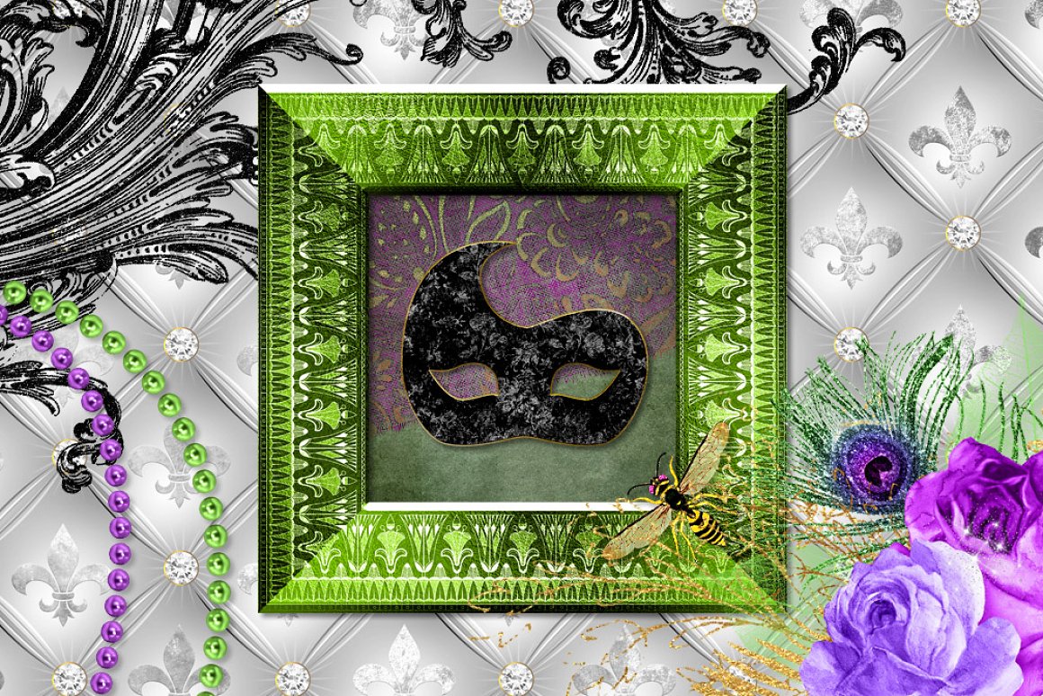 So luxury and magic Mardi gras illustration in a green.