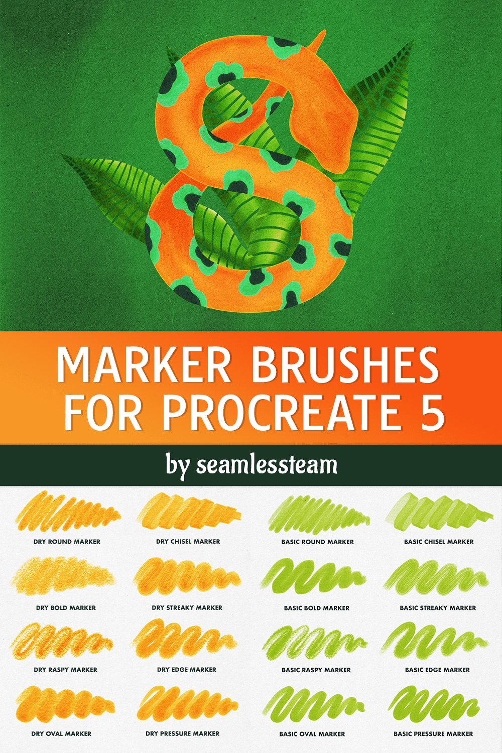 Marker Brush For Procreate 5 - pinterest image preview.