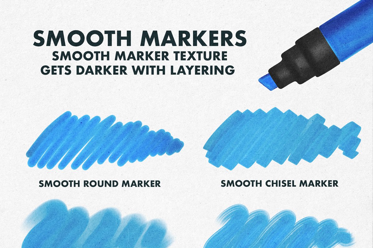 Smooth marker texture gets darker with layering.