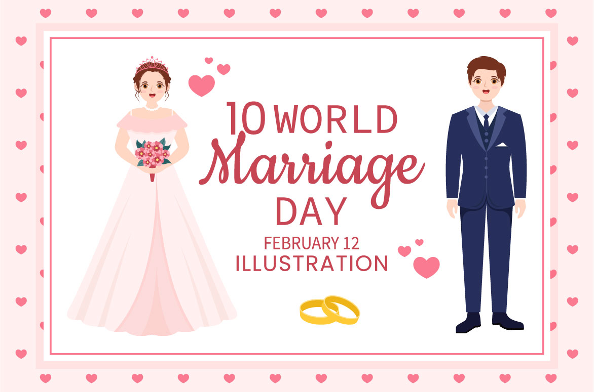 Cover image of 10 World Marriage Day Illustration.