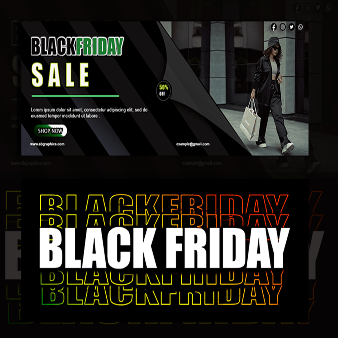 Sale Black Friday Facebook Cover Design cover image.
