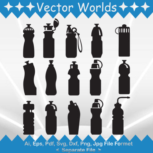 A selection of vector adorable bottle silhouette images.