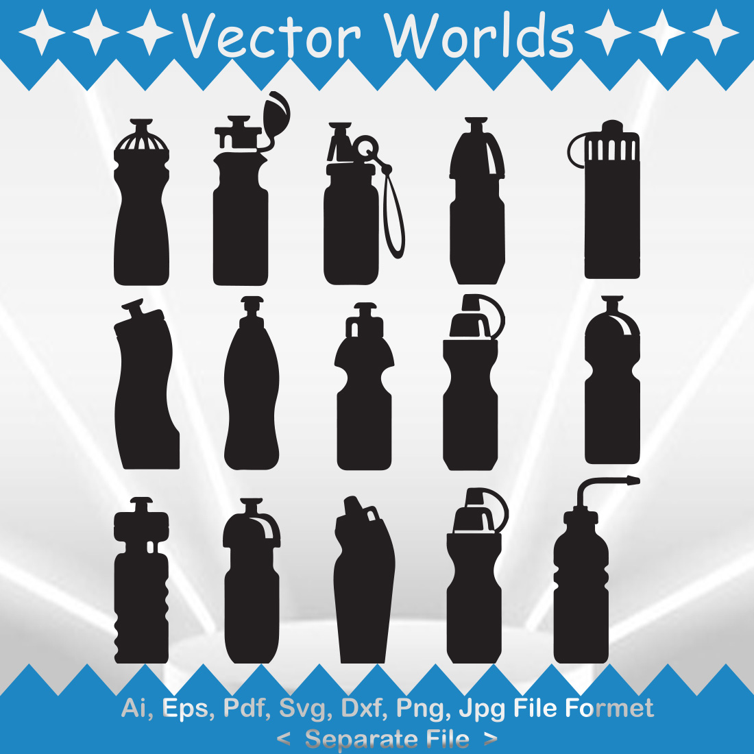 A selection of vector adorable bottle silhouette images.
