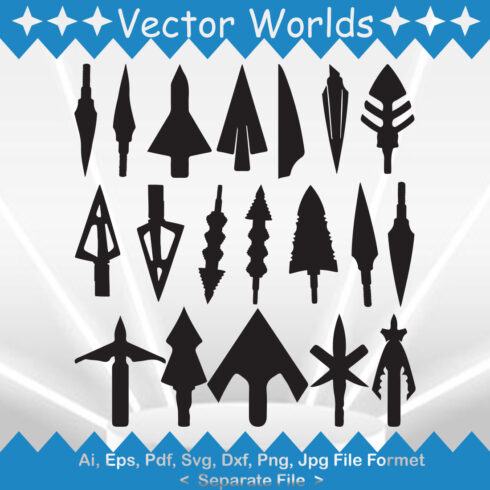 Pack of gorgeous images of Broadhead Arrows silhouettes.