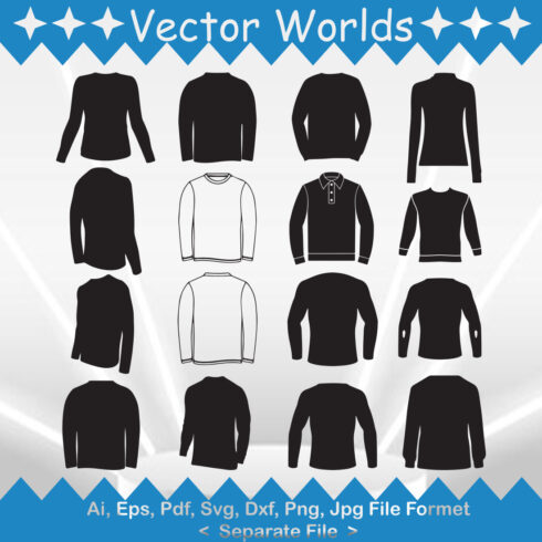 Bundle of vector amazing images of silhouettes of turtlenecks.